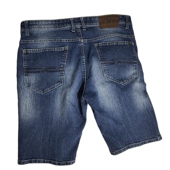 Buffalo David Bitton Evan-X Basic Denim Shorts Mens W36 Jorts Stretch Whiskering - Picture 5 of 11